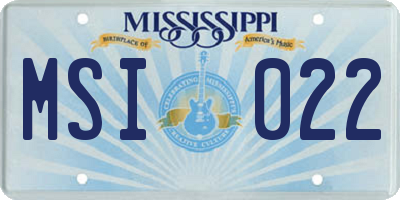 MS license plate MSI022