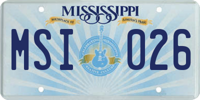 MS license plate MSI026