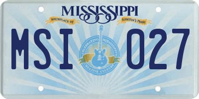 MS license plate MSI027