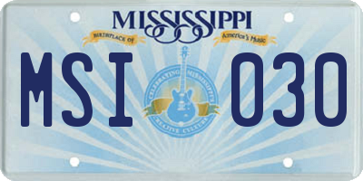 MS license plate MSI030