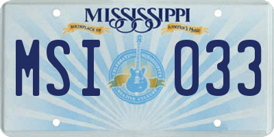 MS license plate MSI033