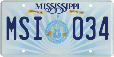 MS license plate MSI034