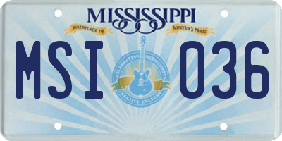 MS license plate MSI036