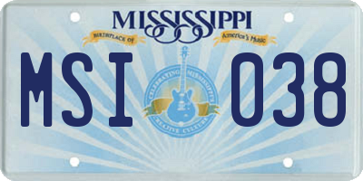 MS license plate MSI038