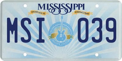 MS license plate MSI039