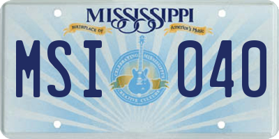MS license plate MSI040