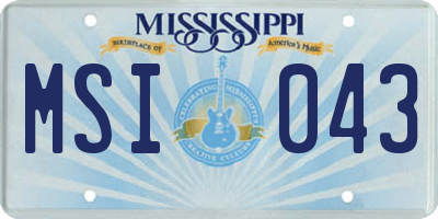 MS license plate MSI043