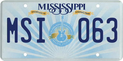 MS license plate MSI063