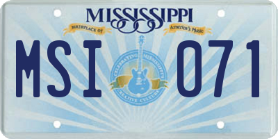 MS license plate MSI071