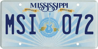 MS license plate MSI072