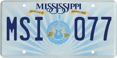 MS license plate MSI077