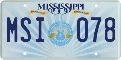 MS license plate MSI078