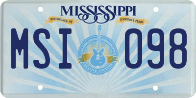 MS license plate MSI098