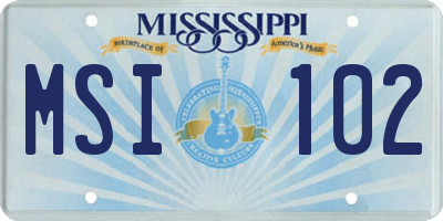 MS license plate MSI102