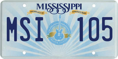 MS license plate MSI105