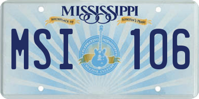 MS license plate MSI106