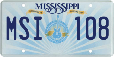 MS license plate MSI108