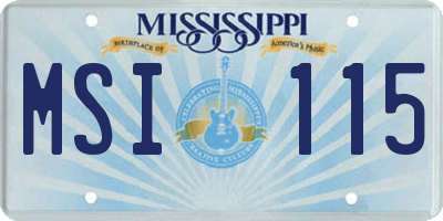MS license plate MSI115