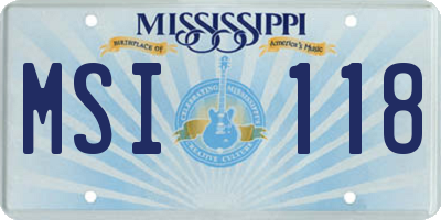 MS license plate MSI118