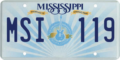 MS license plate MSI119