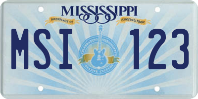 MS license plate MSI123