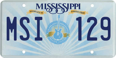MS license plate MSI129