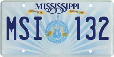 MS license plate MSI132