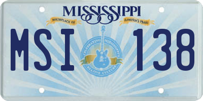 MS license plate MSI138