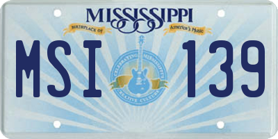 MS license plate MSI139
