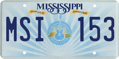 MS license plate MSI153