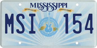 MS license plate MSI154