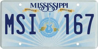 MS license plate MSI167