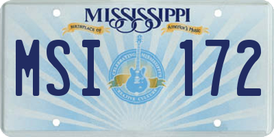 MS license plate MSI172