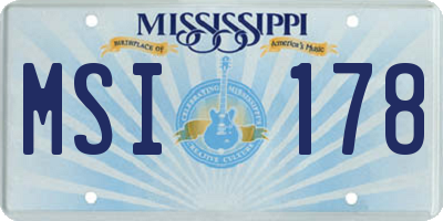 MS license plate MSI178