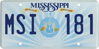 MS license plate MSI181
