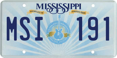 MS license plate MSI191