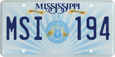 MS license plate MSI194