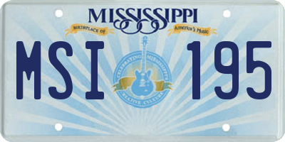 MS license plate MSI195