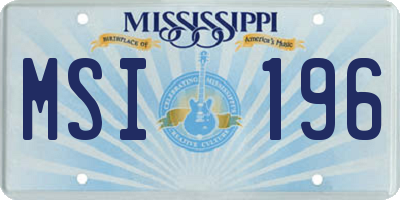 MS license plate MSI196