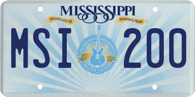 MS license plate MSI200