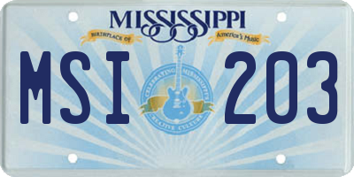 MS license plate MSI203