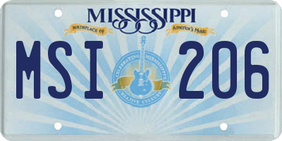 MS license plate MSI206