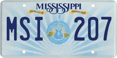 MS license plate MSI207