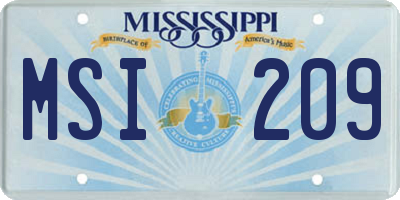 MS license plate MSI209