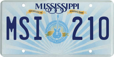 MS license plate MSI210