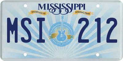 MS license plate MSI212