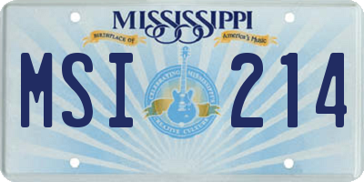 MS license plate MSI214