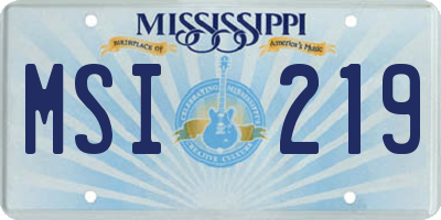 MS license plate MSI219