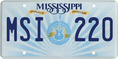 MS license plate MSI220