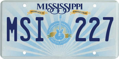 MS license plate MSI227